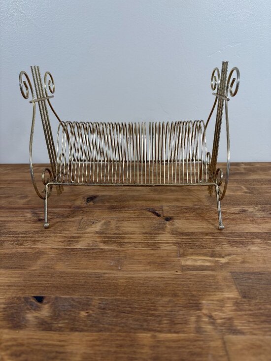 Other - Vtg 45 RPM Record Holder Stand MCM Lyre Gold Tone